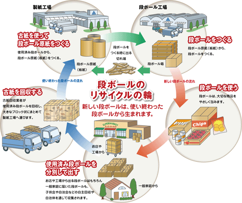 段ボールのリサイクルの輪